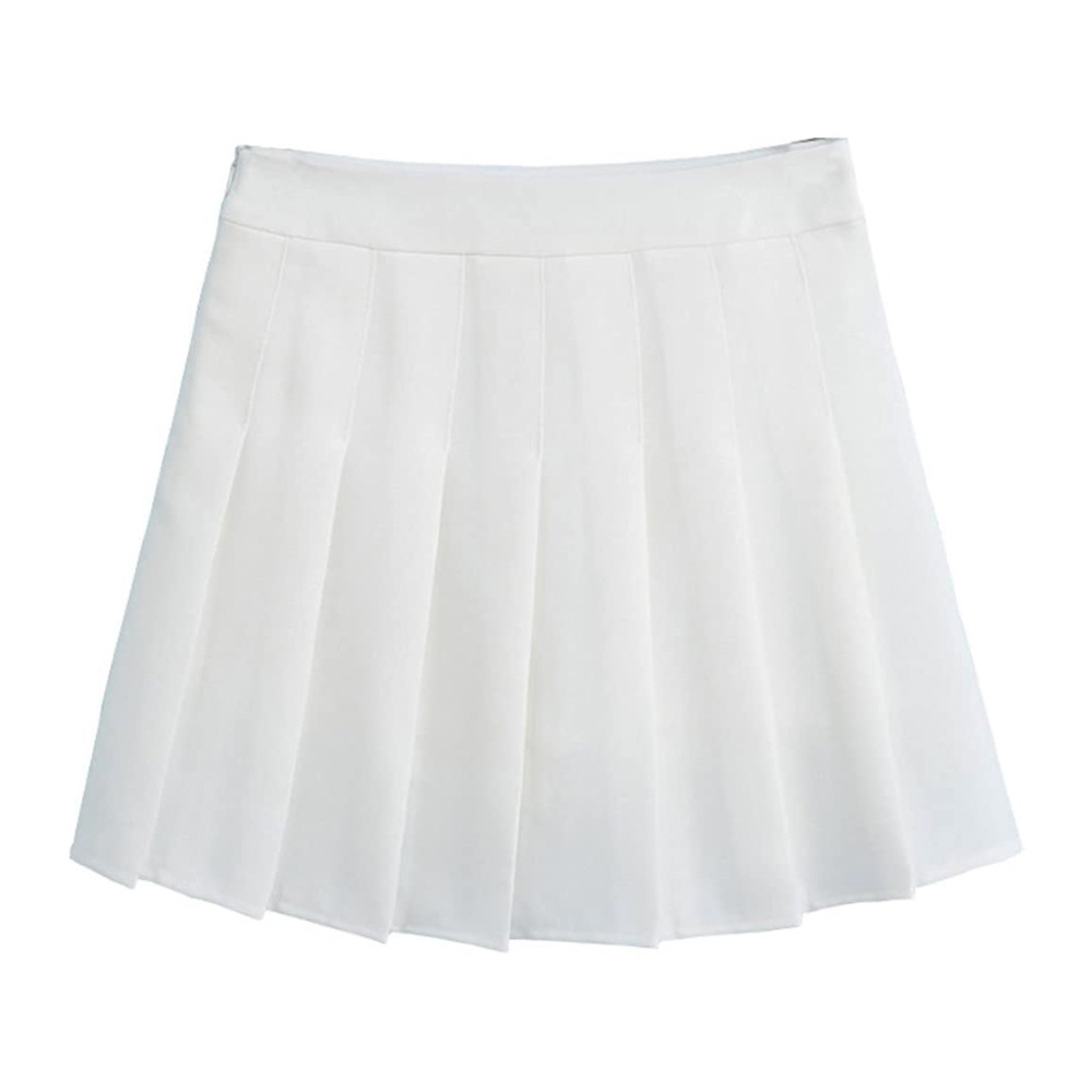 5 for $15 🦋 HOEREV | High Waist Pleated Skater Skirt in White